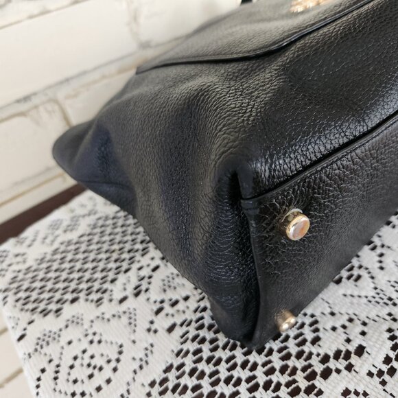 Coach Mini Emma Black Leather Shoulder Bag Handbag Purse - Picture 13 of 17